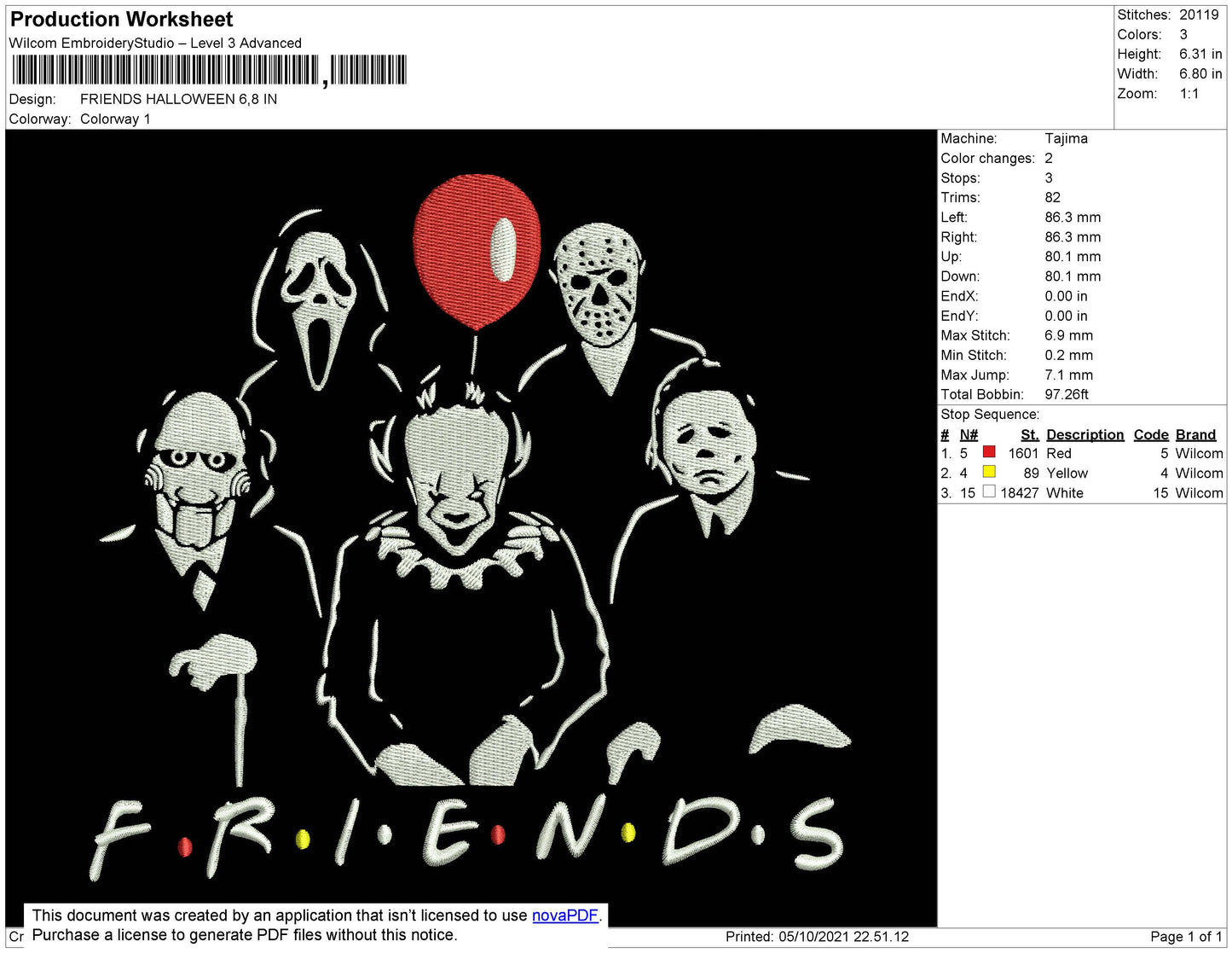 Friends Halloween Embroidery File 4 size