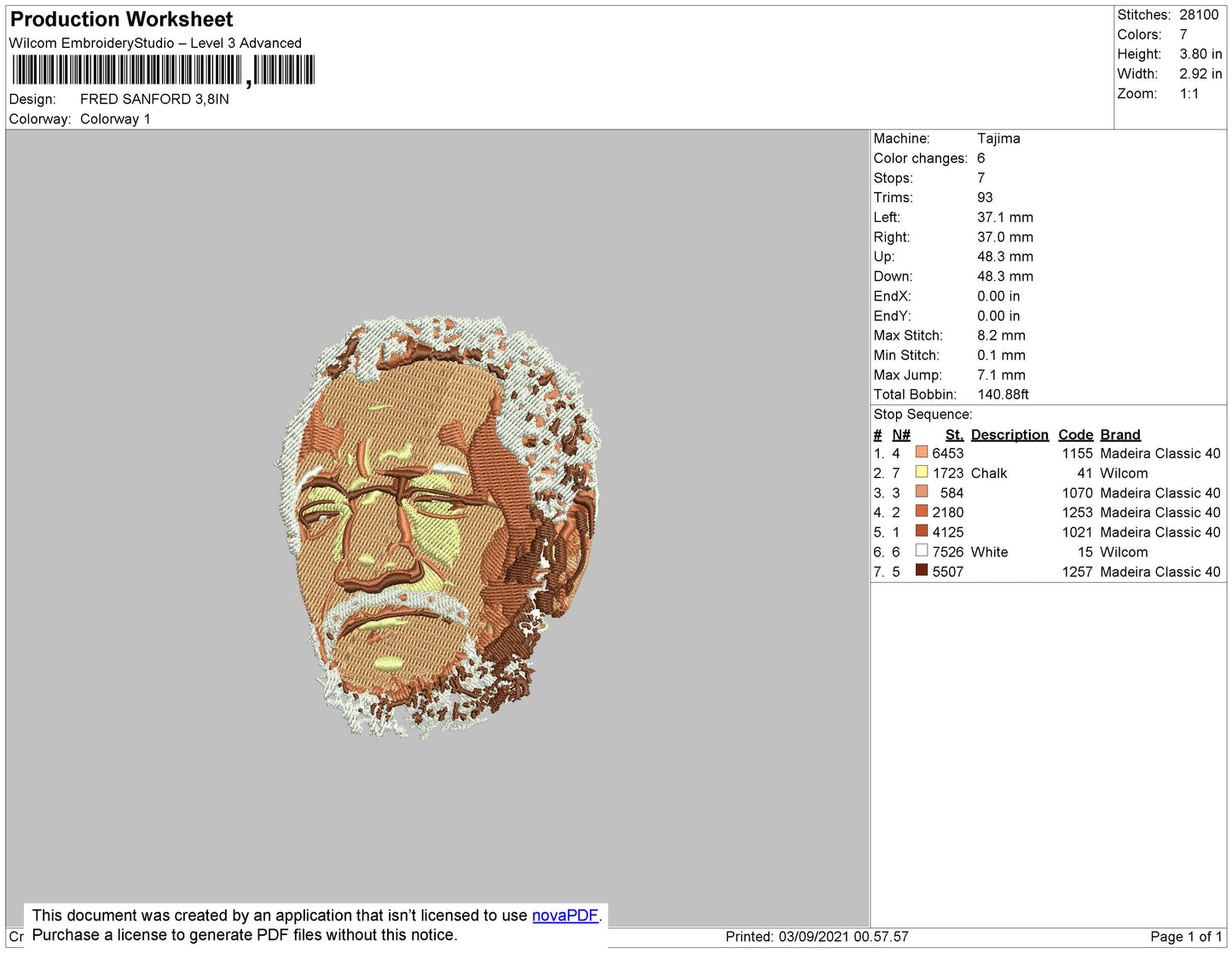 Fred Sanford Embroidery File 4 size