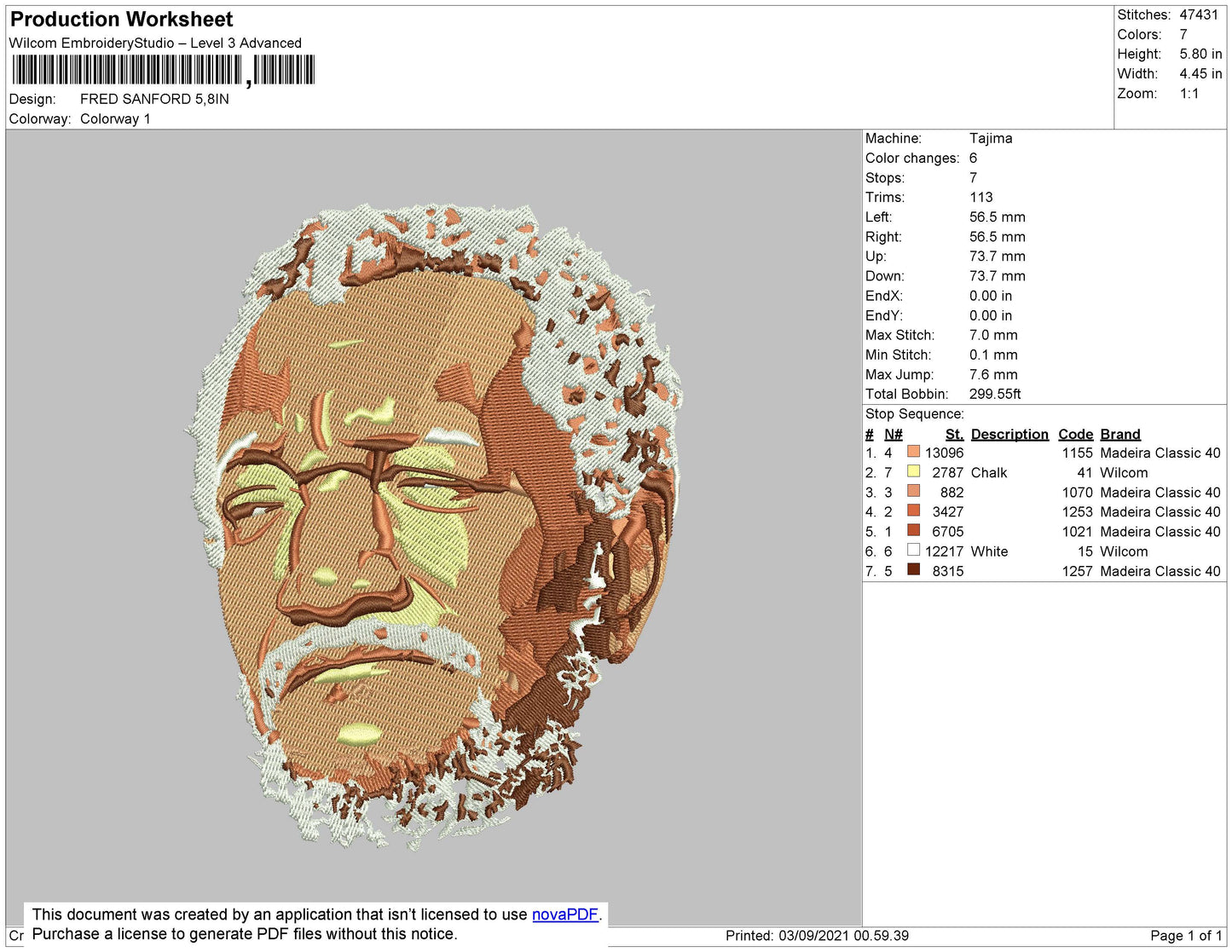 Fred Sanford Embroidery File 4 size