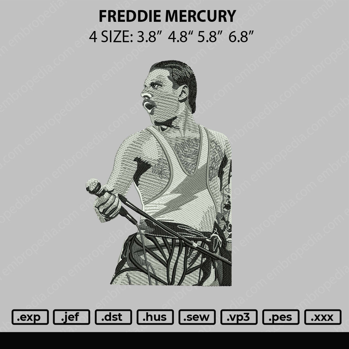 Freddie Mercury Embroidery File 4 size