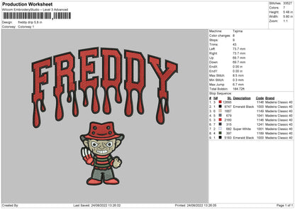Freddy Drip Embroidery File 5 sizes