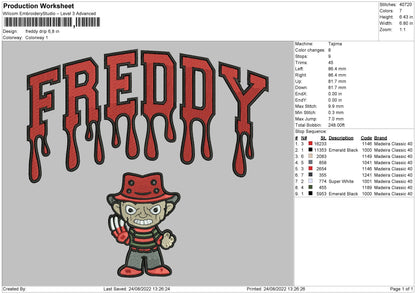 Freddy Drip Embroidery File 5 sizes