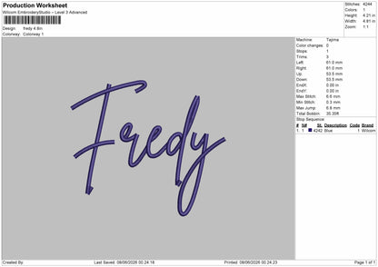 Fredytext Embroidery Machine Design File 6 sizes
