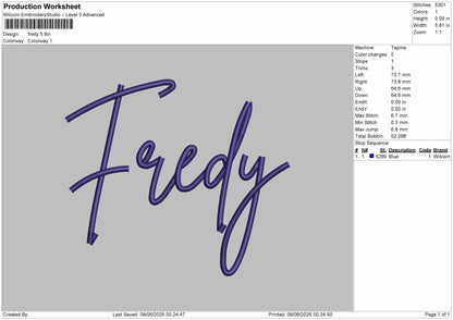 Fredytext Embroidery Machine Design File 6 sizes