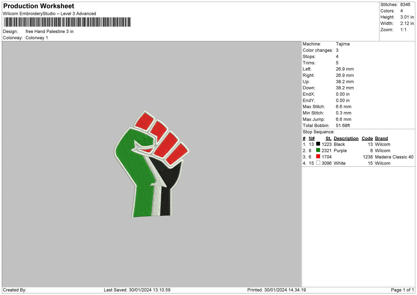 Free Hand Embroidery File 6 sizes