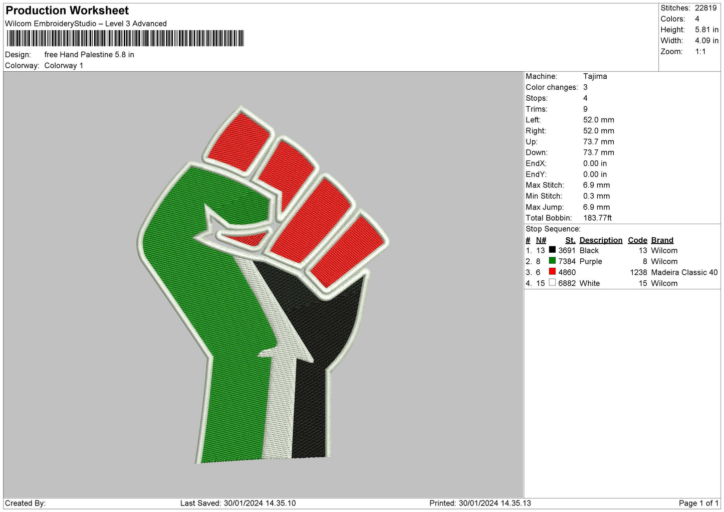Free Hand Embroidery File 6 sizes