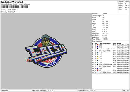Fresh Den Embroidery File 4 size