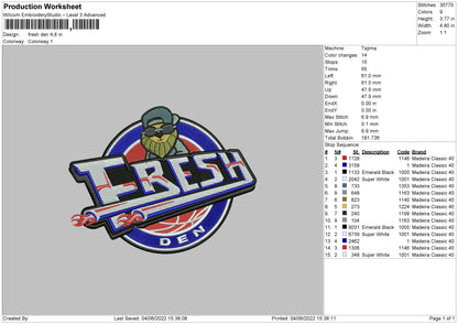 Fresh Den Embroidery File 4 size