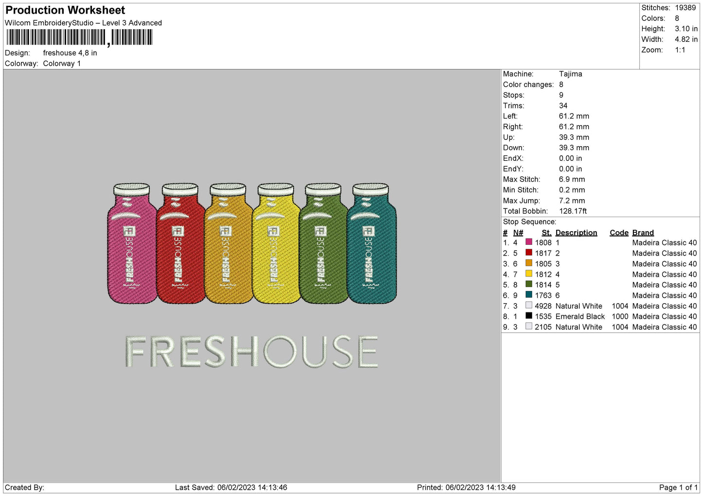 Freshouse Embroidery File 6 sizes