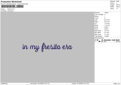 Fresita Text Embroidery File 6 sizes