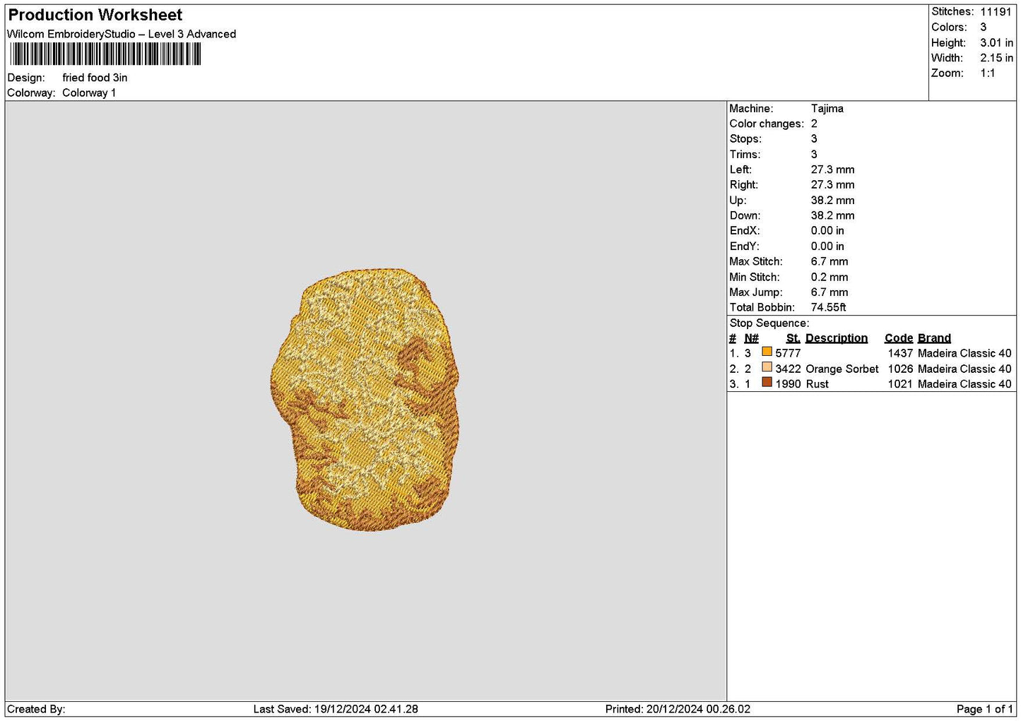 Nugget02 Embroidery File 6 sizes