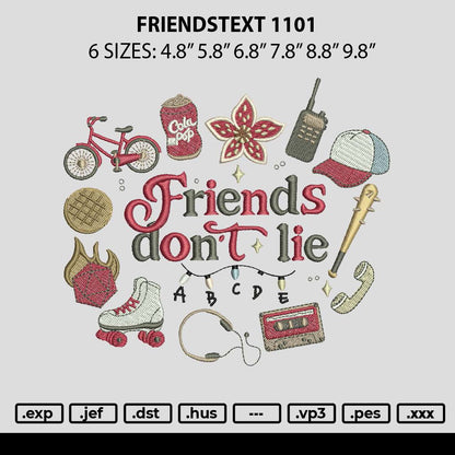 Friendstext 1101 Embroidery File 6 sizes