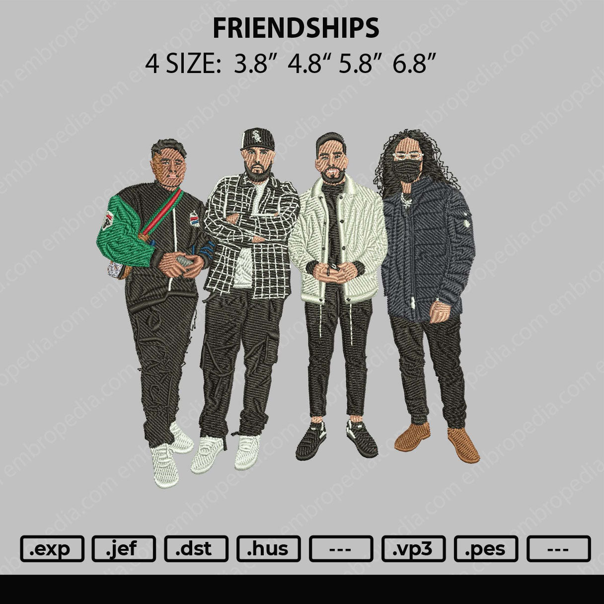 Friendships Embroidery File 4 size