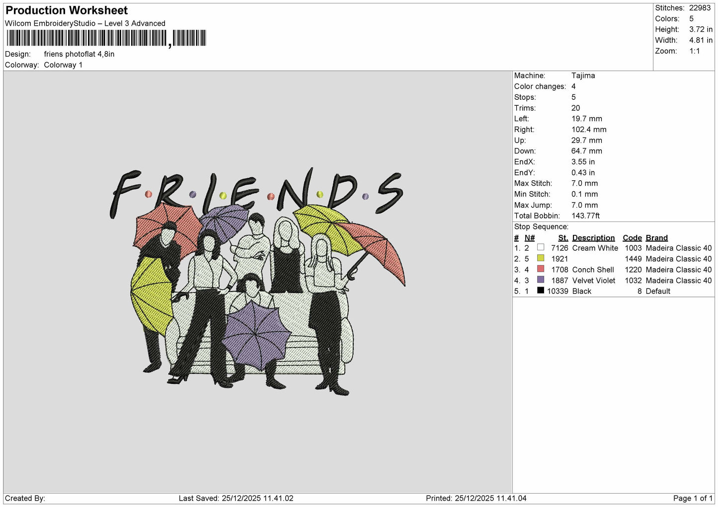 Friends Photoflat Embroidery File 6 sizes
