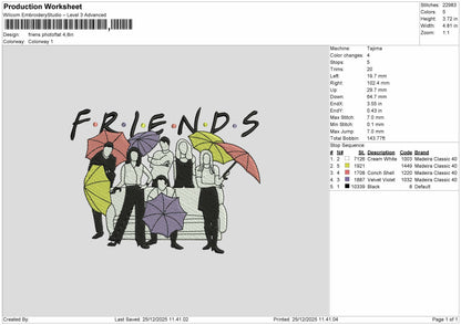 Friends Photoflat Embroidery File 6 sizes