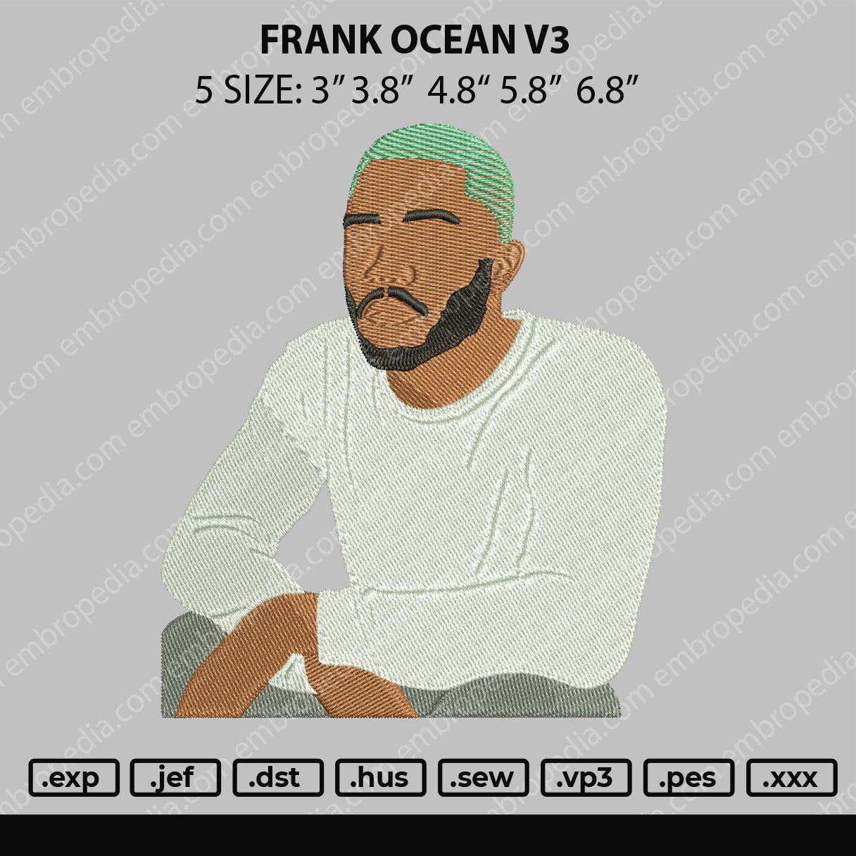 Frank Ocean V3 Embroidery File 5 size