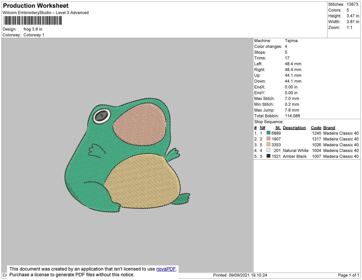 Frog Embroidery File 4 size