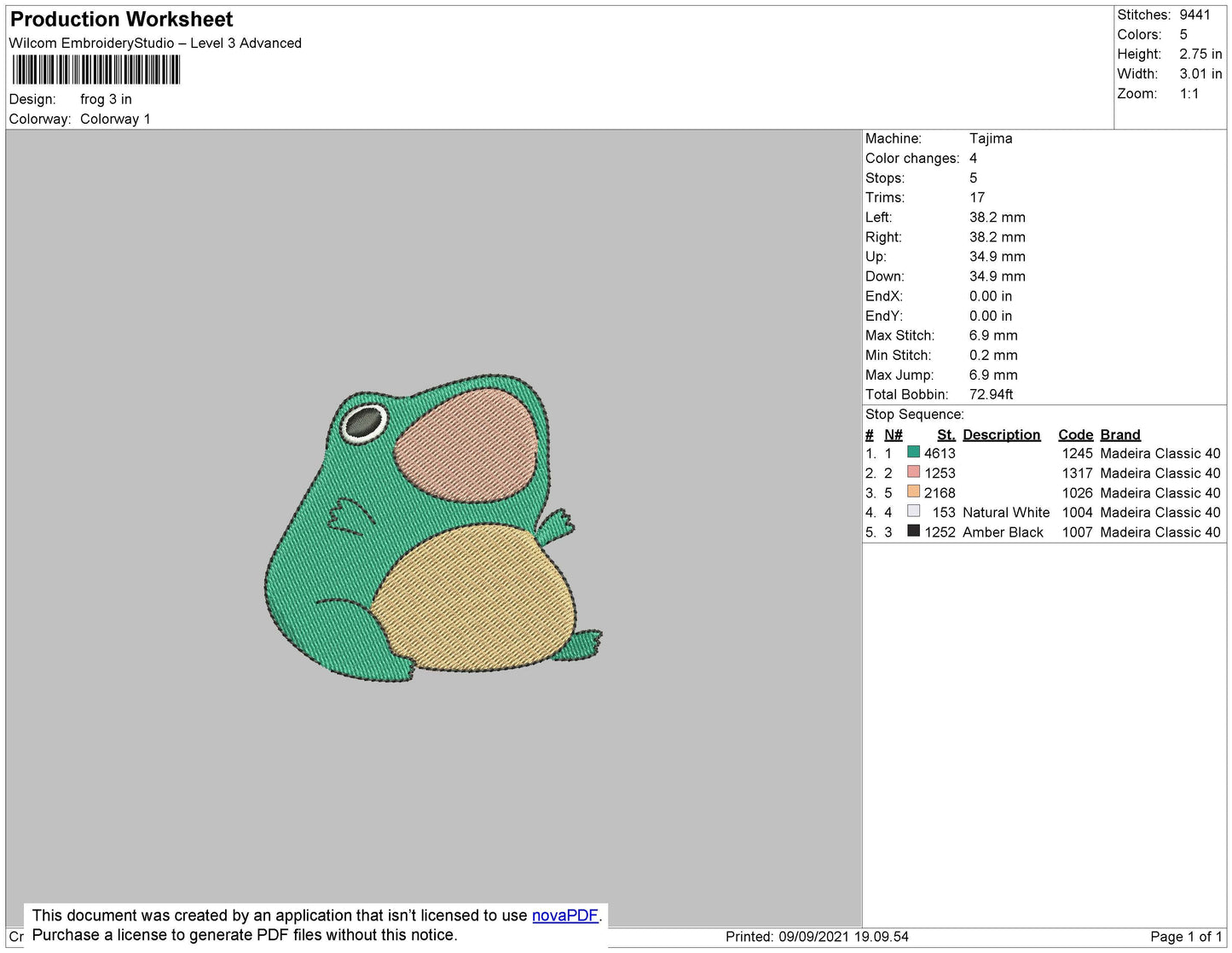 Frog Embroidery File 4 size