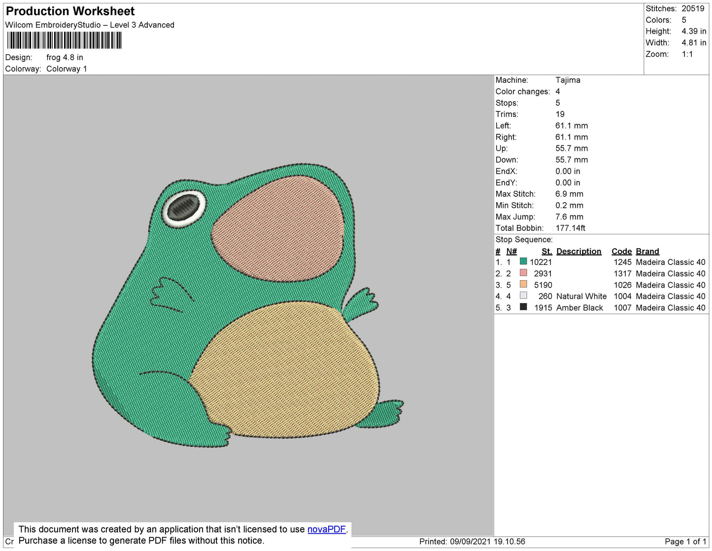 Frog Embroidery File 4 size