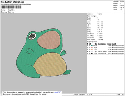 Frog Embroidery File 4 size