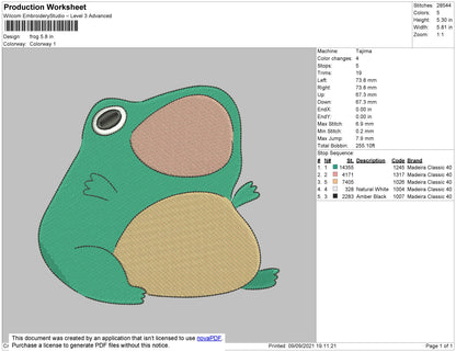 Frog Embroidery File 4 size