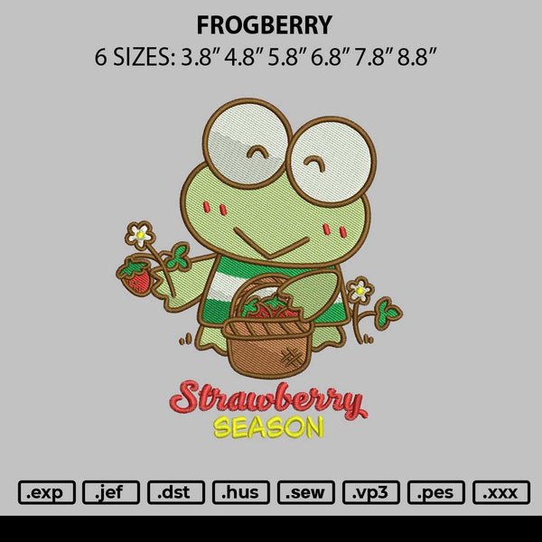 Frogberry Embroidery File 6 sizes