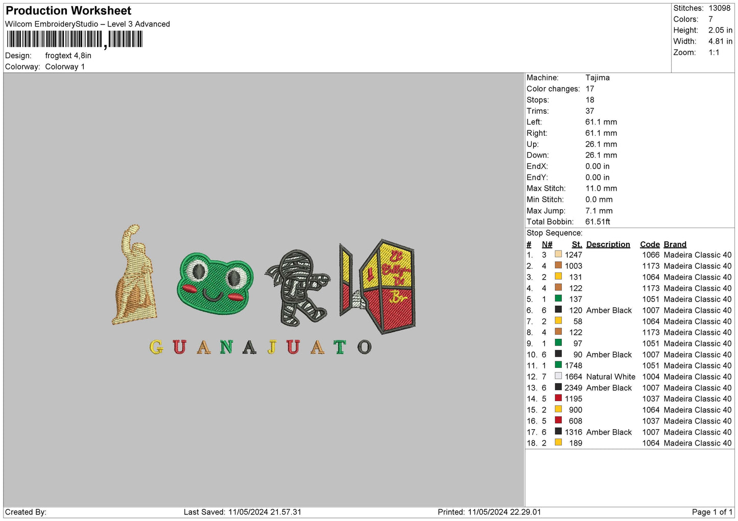 Frogtext Embroidery File 6 sizes