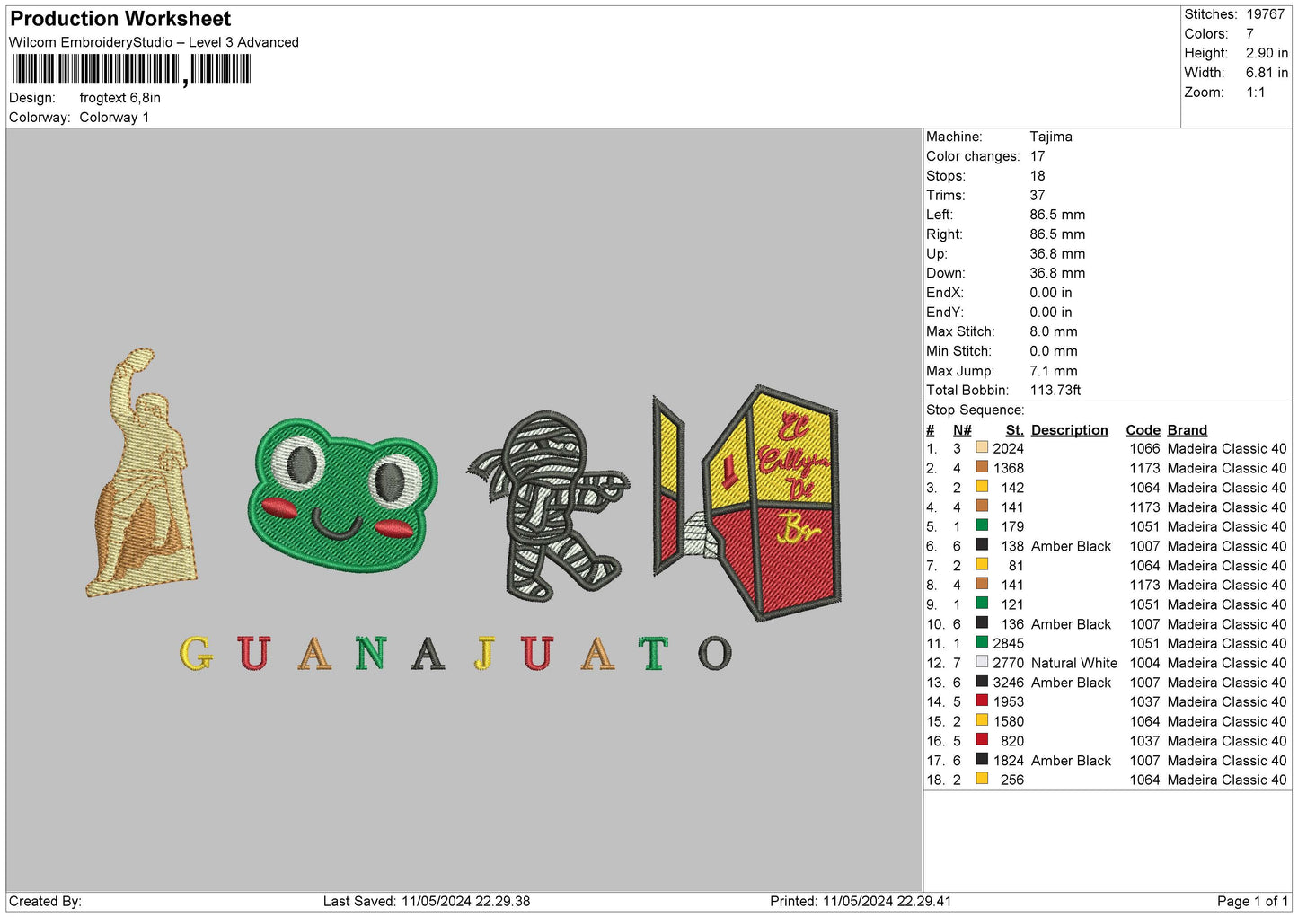 Frogtext Embroidery File 6 sizes