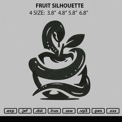 Fruit Logo Silhouette Embroidery File 4 size