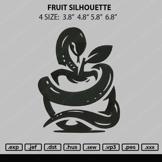 Fruit Logo Silhouette Embroidery File 4 size