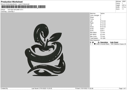 Fruit Logo Silhouette Embroidery File 4 size
