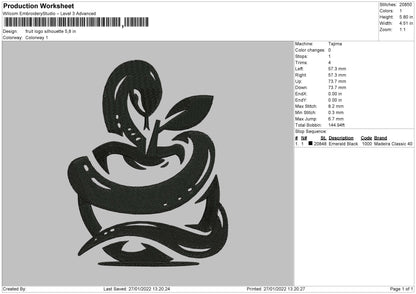 Fruit Logo Silhouette Embroidery File 4 size