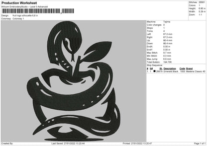 Fruit Logo Silhouette Embroidery File 4 size