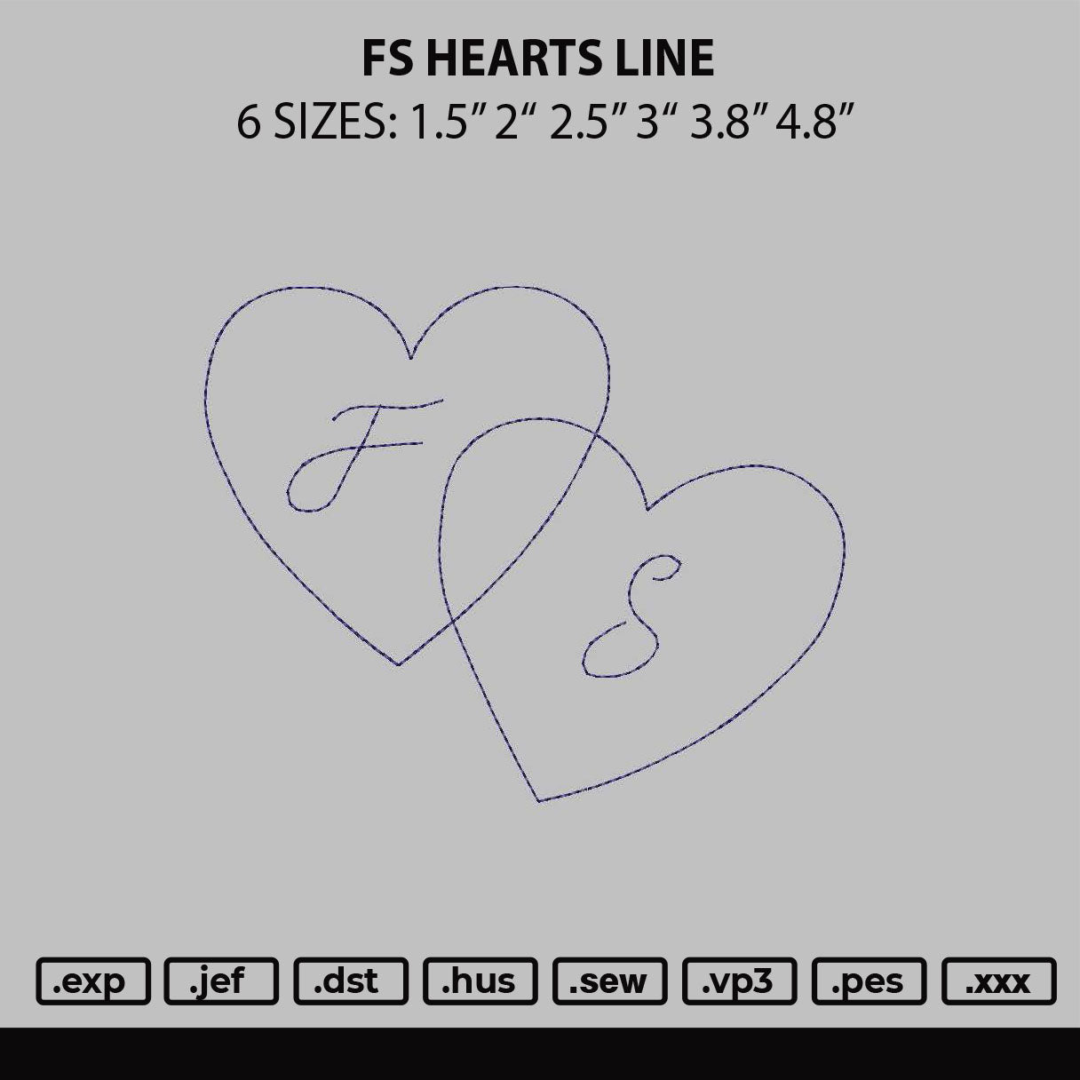 Fs Hearts Line Embroidery File 6 sizes