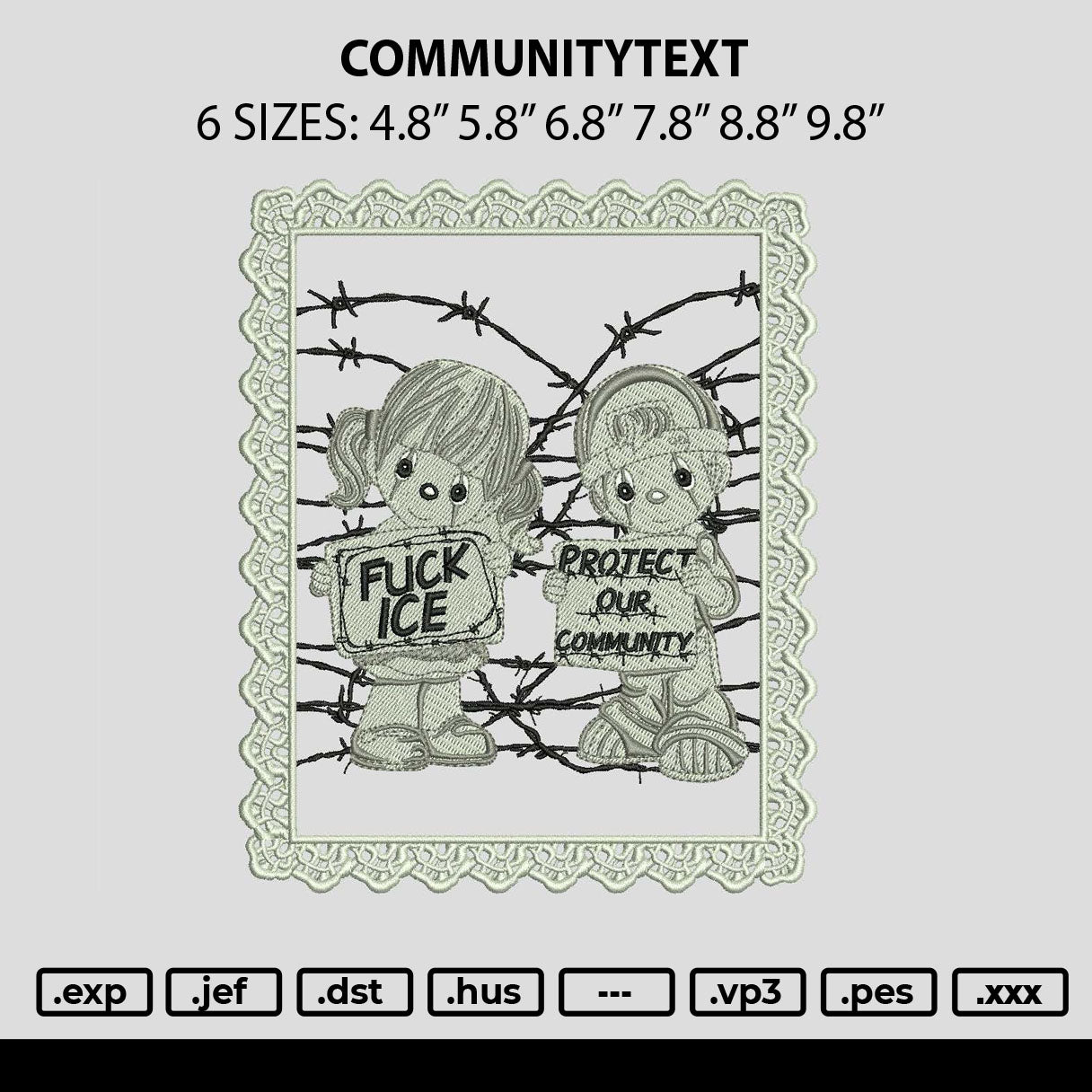 Communitytext Embroidery File 6 sizes