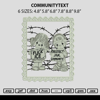 Communitytext Embroidery File 6 sizes