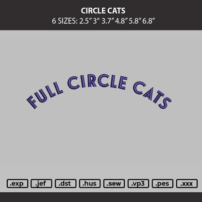 Circle Cats Embroidery Machine Design File 6 sizes