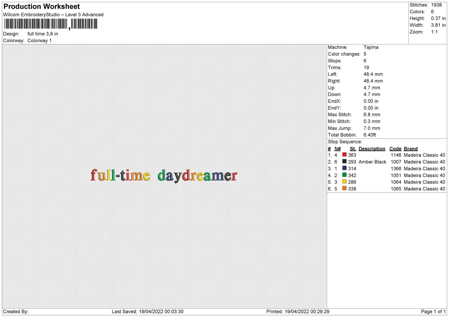 Full Time Embroidery File 4 size