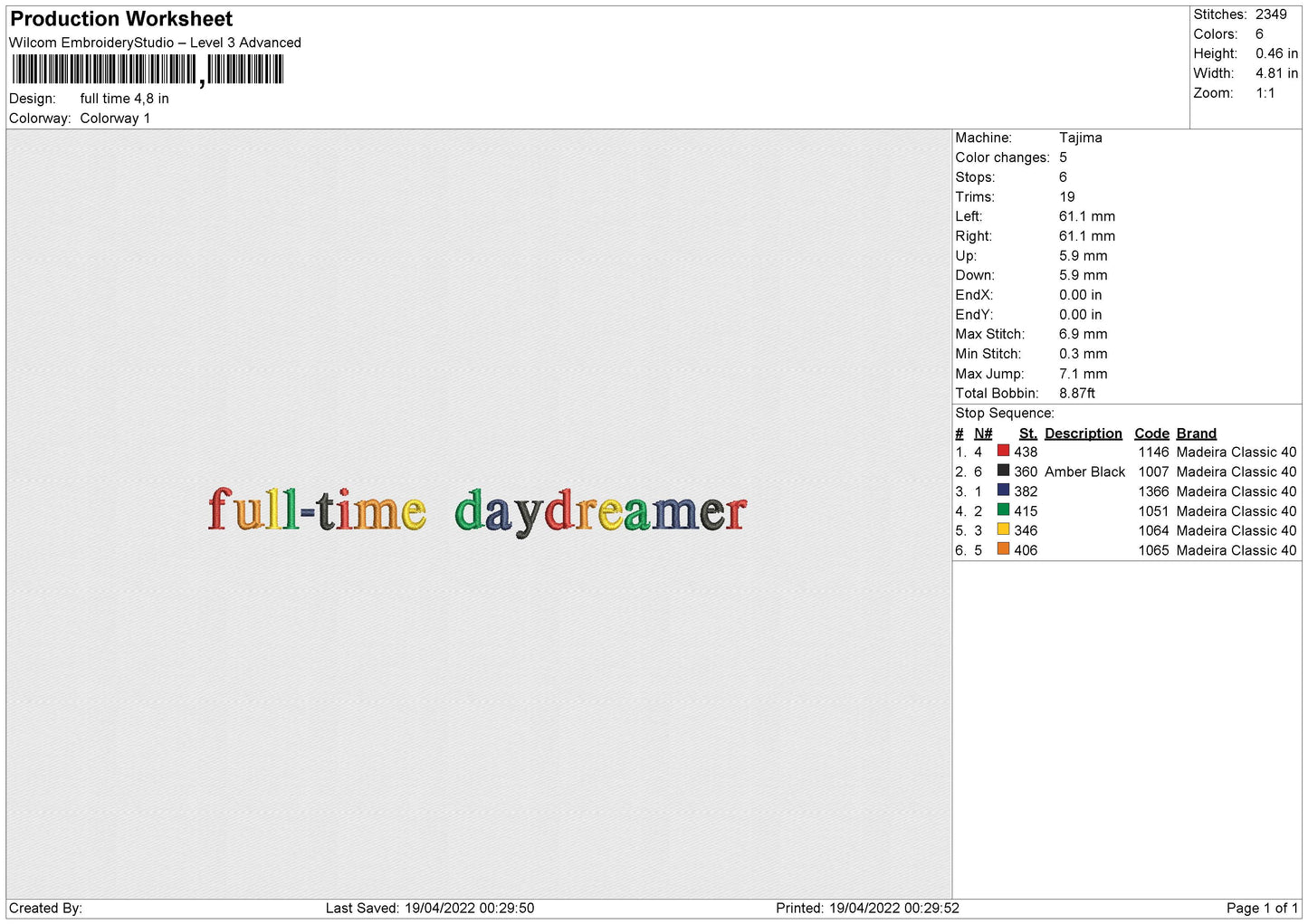 Full Time Embroidery File 4 size