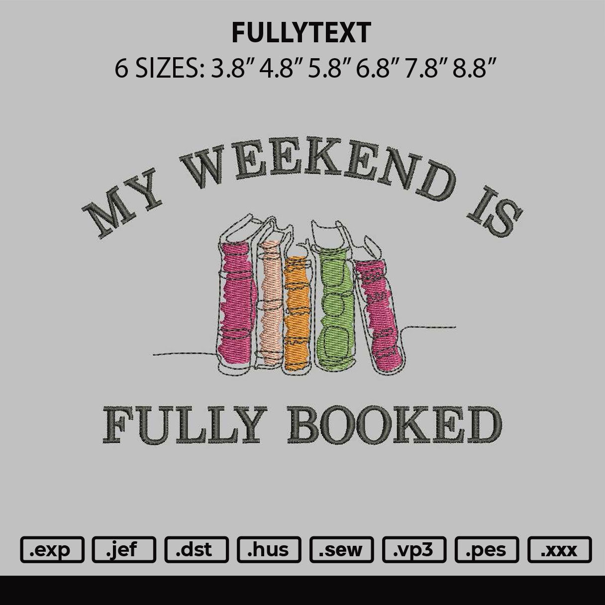 Fullytext Embroidery File 6 sizes