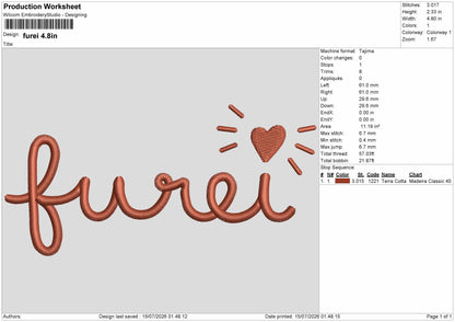 Furei Text Embroidery Machine Design 4 Files