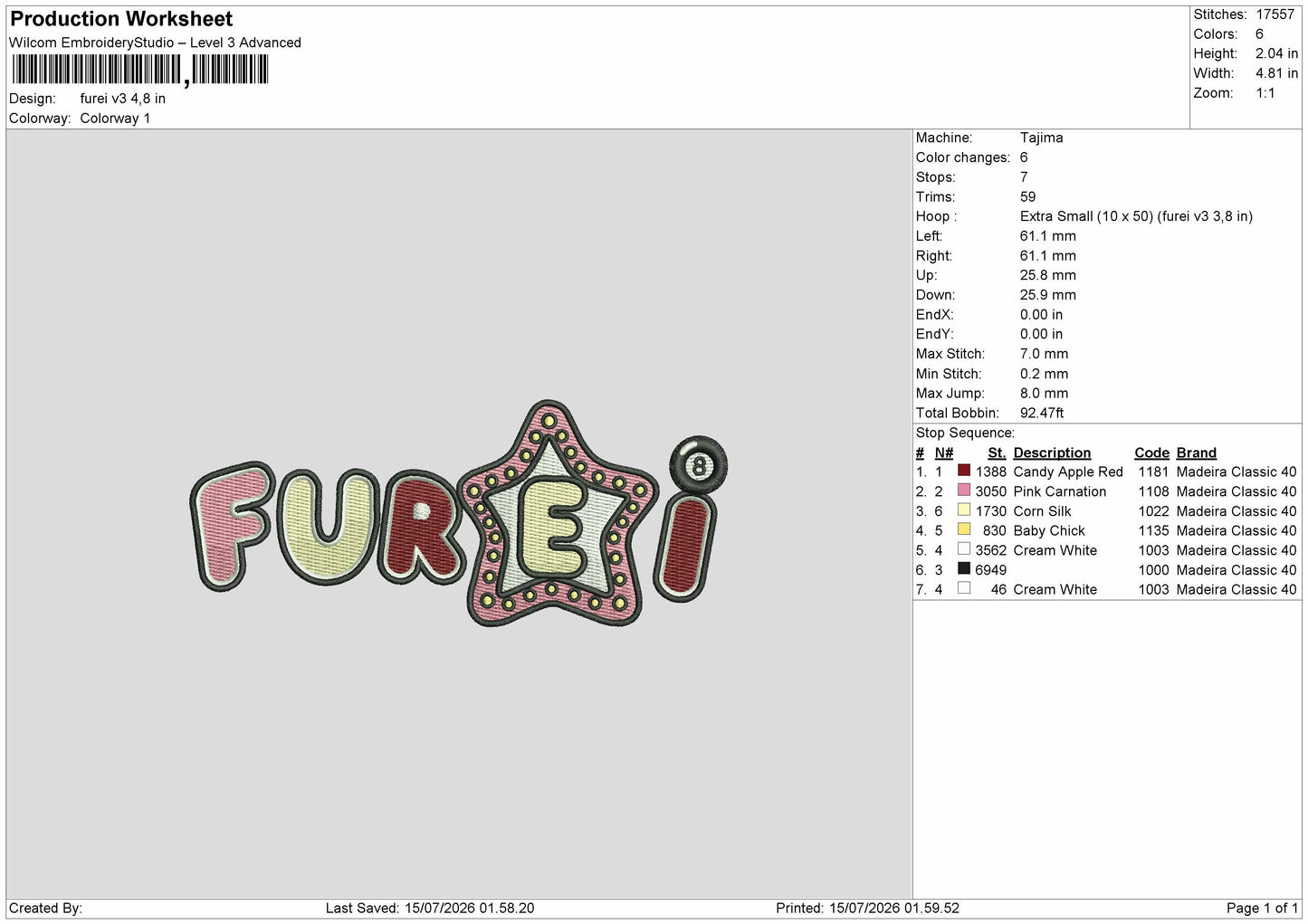 Furei Text Embroidery Machine Design 4 Files