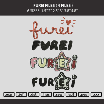 Furei Text Embroidery Machine Design 4 Files