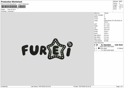 Furei Text Embroidery Machine Design 4 Files