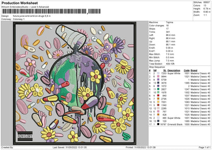 Future Juice Wrld Embroidery File 4 size