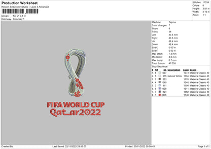 Fwc V1 Embroidery File  sizes