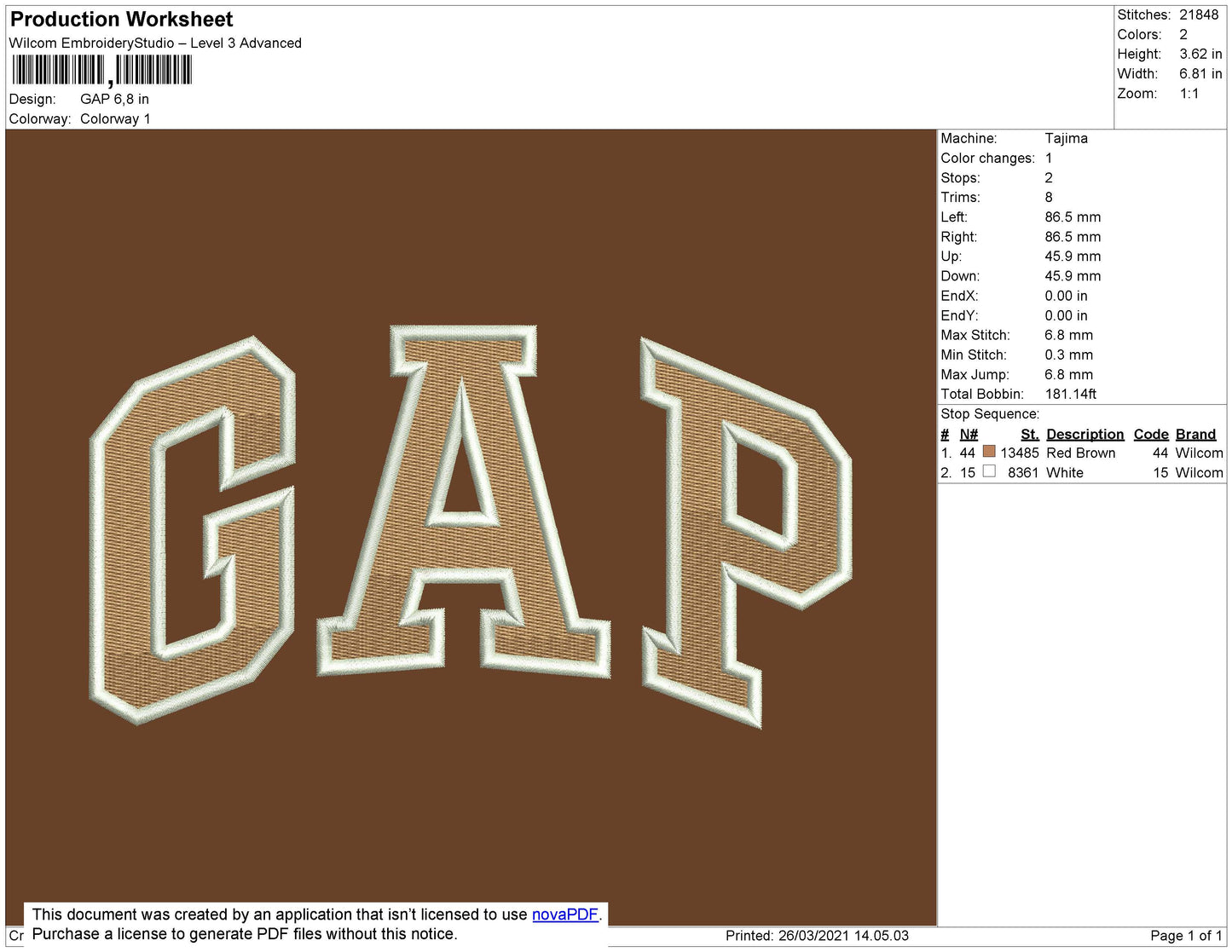 GAP Embroidery File 4 Size