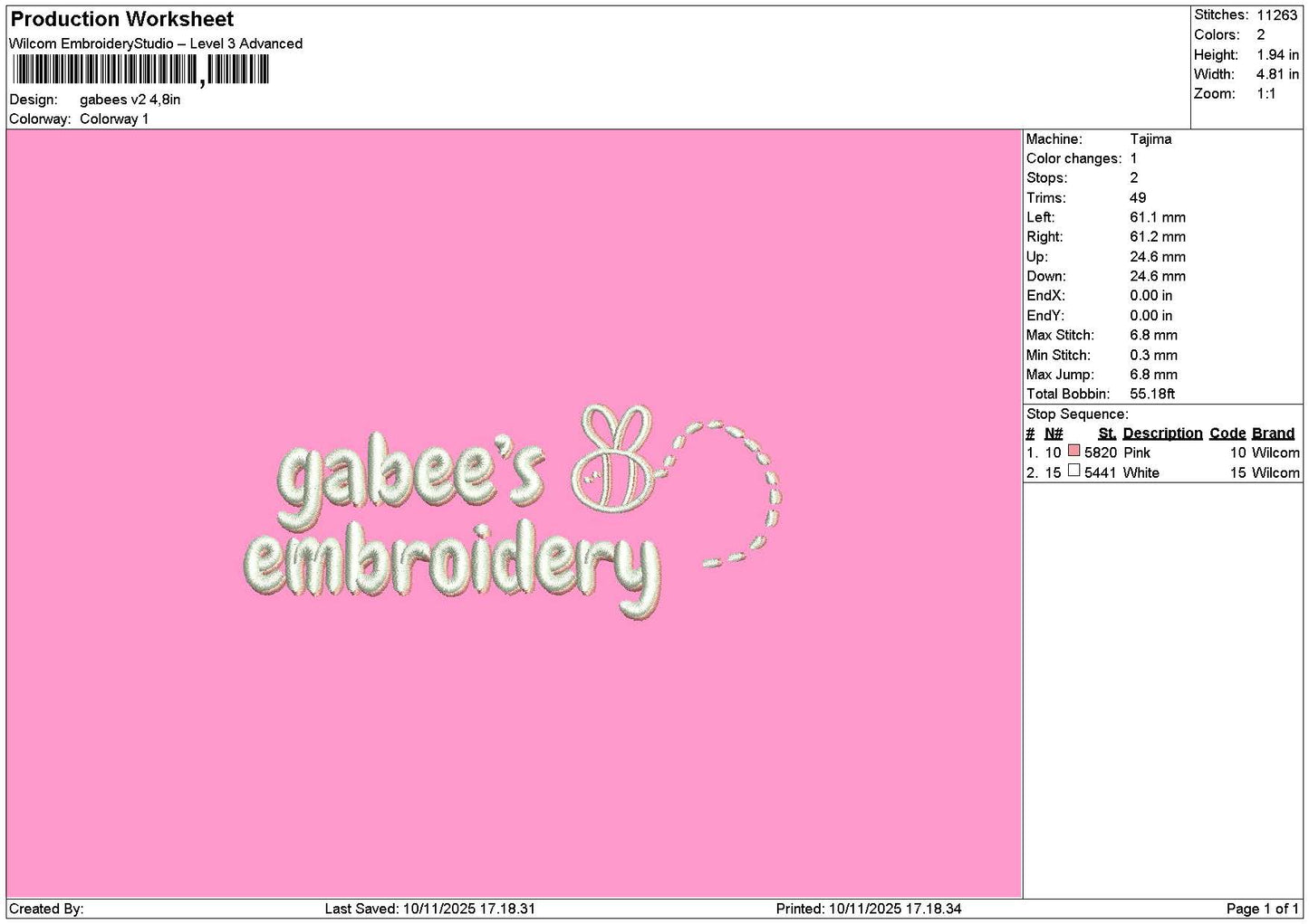 Gabeestext V2 Embroidery File 6 sizes