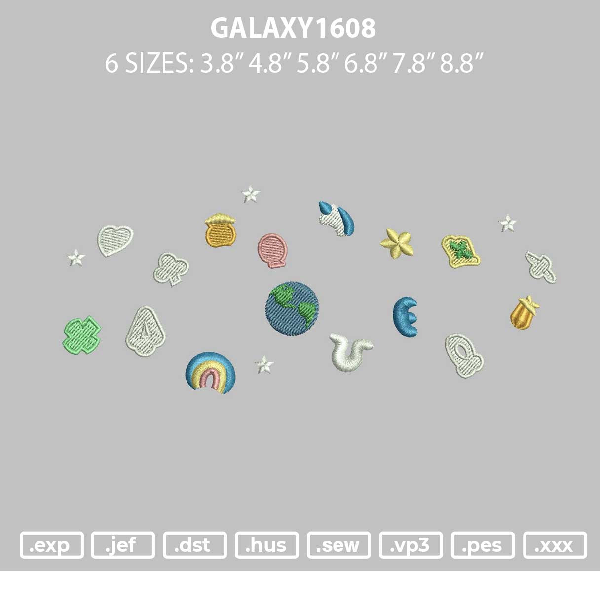Galaxy1608 Embroidery File 6 sizes