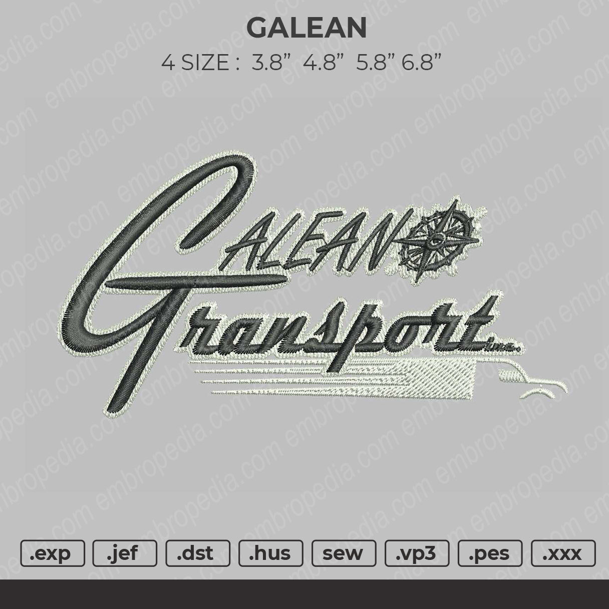 Galean Embroidery File 4 size